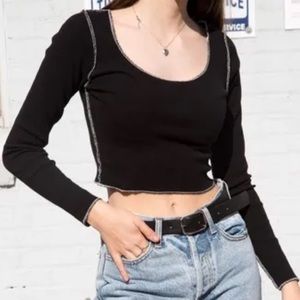 Brandy Melville ribbed long sleeve crop top